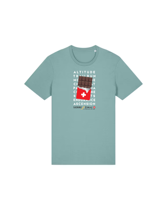T-SHIRT CHOCOLAT TEAL MONSTERA UNISEXE